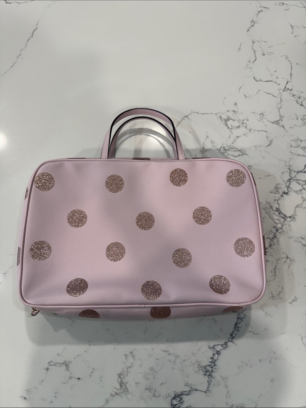 kate spade Light Pink Cosmetic Case with Rose Gold Glitter Dots - Picture 5 of 5